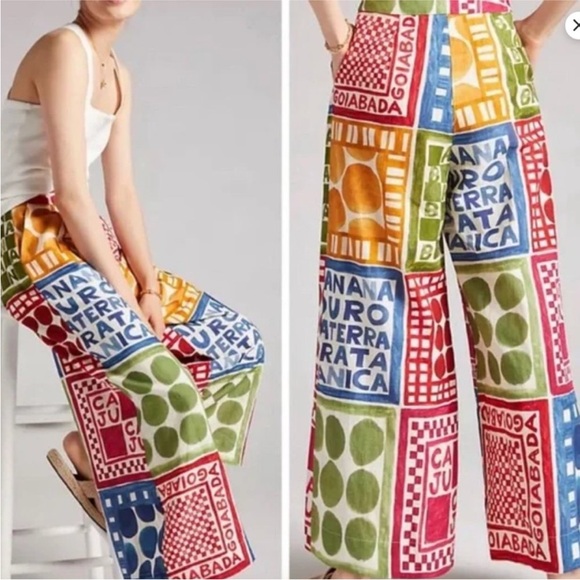 FARM Rio Pants - FARM Rio Multicolor Patchwork Wide-Leg Pants - Green, Blue, Red, Yellow
